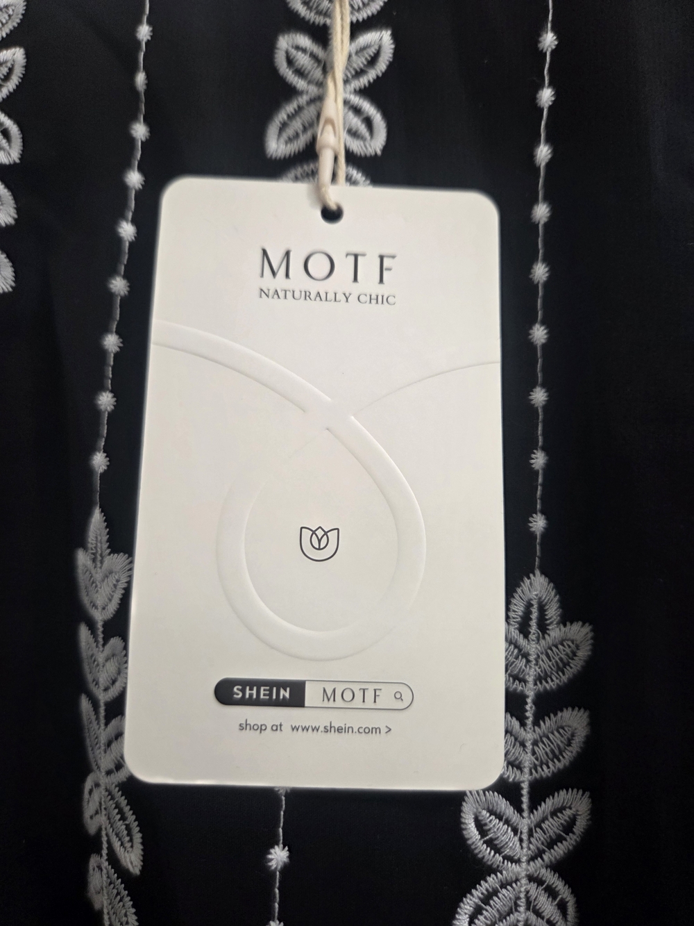 MOTF Black Midi Dress with White Embroidered Motifs - Picture 2 of 2